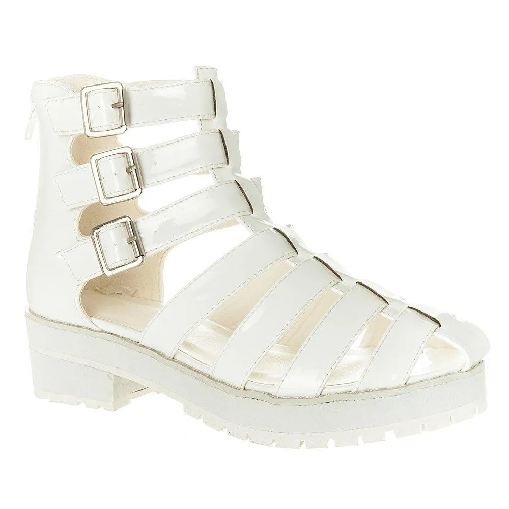 Rome Triple Buckle Cleated Sole Gladiator Sandal