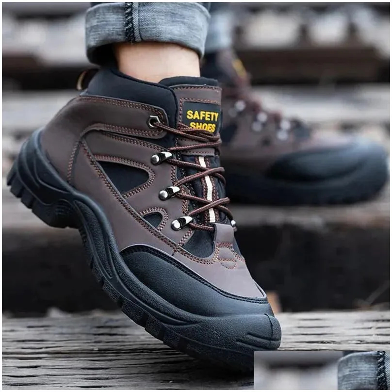 Safety Shoes Waterproof Work Boots Mens Non Destructible With Steel Toe Perforated 240615 Drop Delivery Accessories Special Purpose Dh8Ed