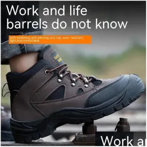 Safety Shoes Waterproof Work Boots Mens Non Destructible With Steel Toe Perforated 240615 Drop Delivery Accessories Special Purpose Dh8Ed