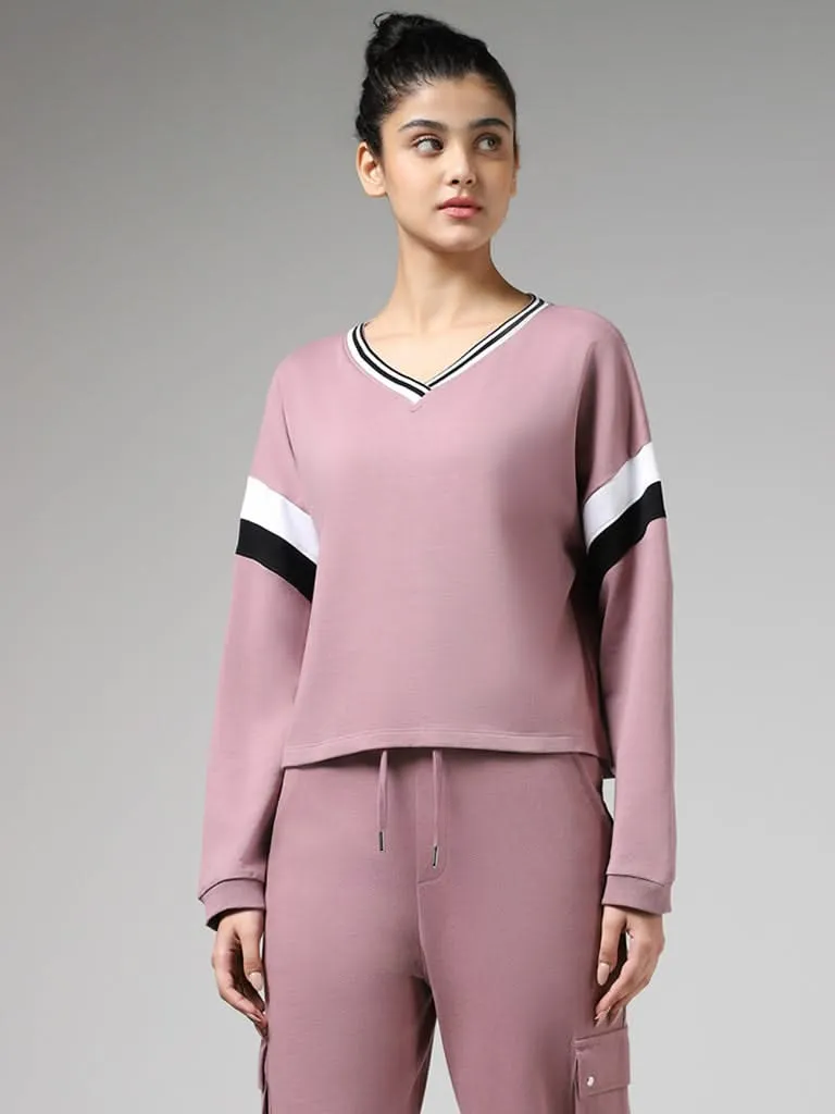 Studiofit Solid Pink Cotton Sweatshirt