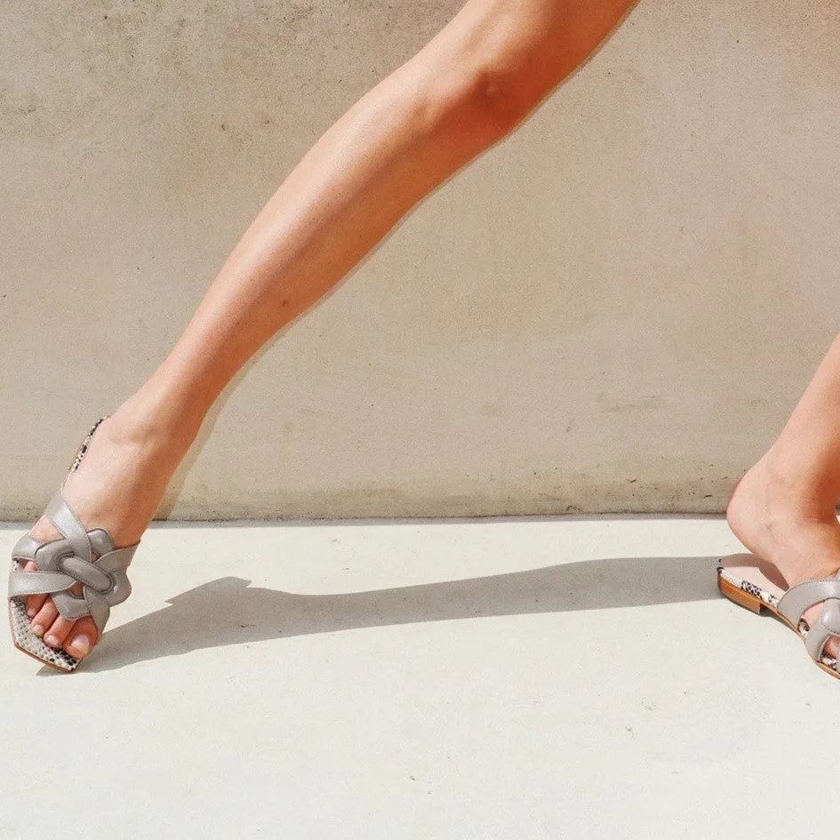 SYLVIE flat sandal - snake grey