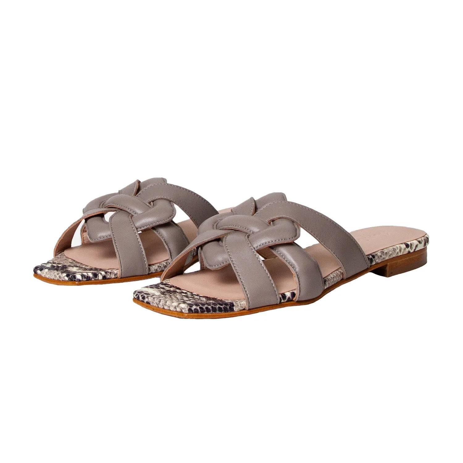 SYLVIE flat sandal - snake grey