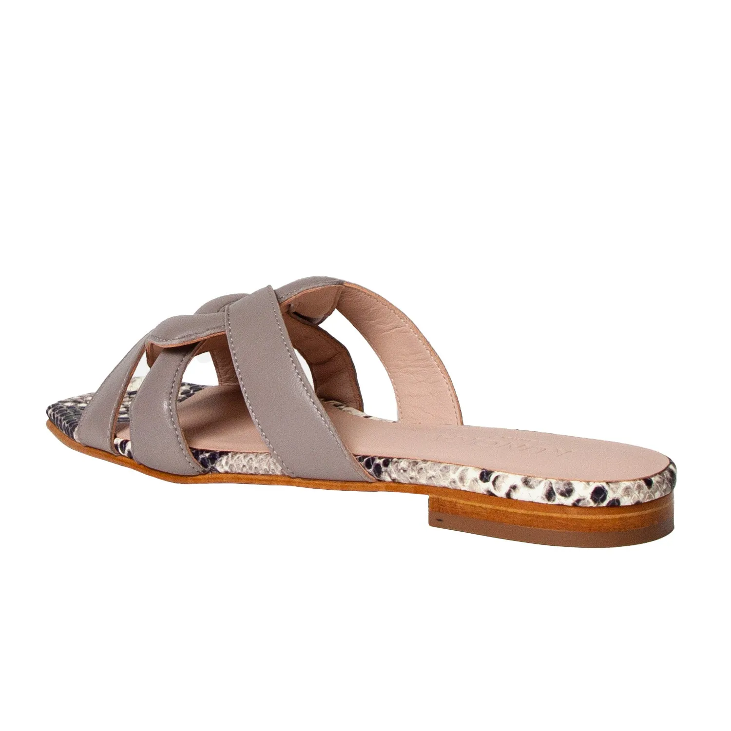 SYLVIE flat sandal - snake grey