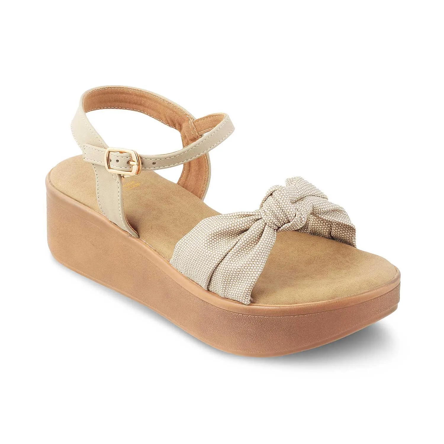 The Brera Beige Women's Platform Wedge Sandals Tresmode