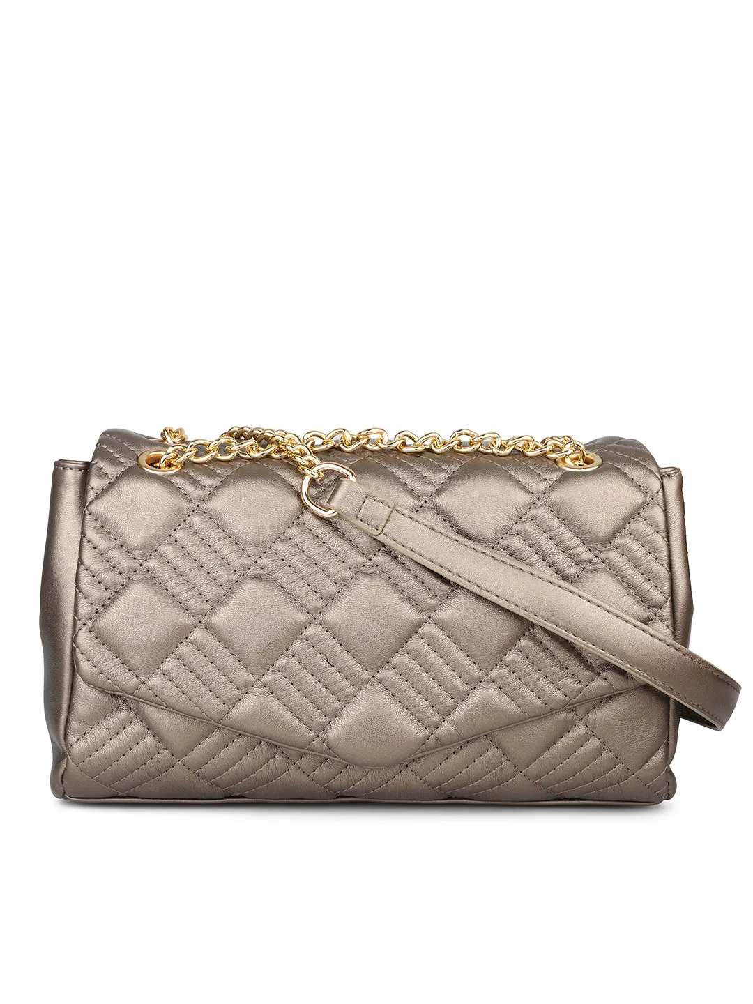 Women Pewter Quilted Sling Bag