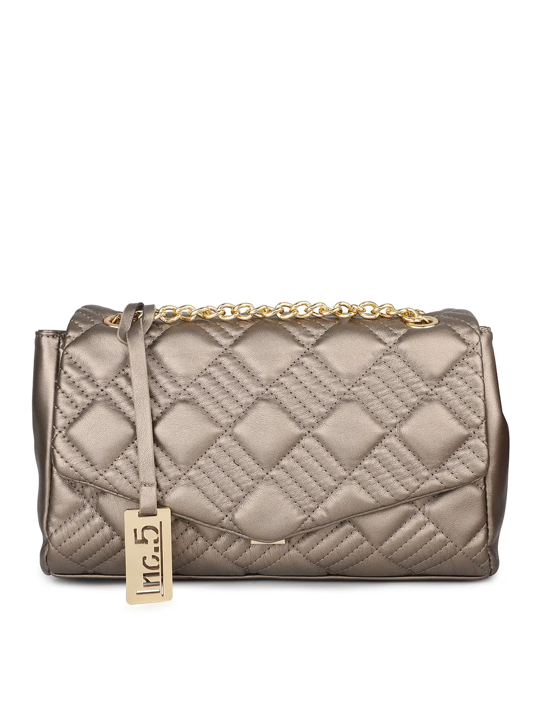 Women Pewter Quilted Sling Bag