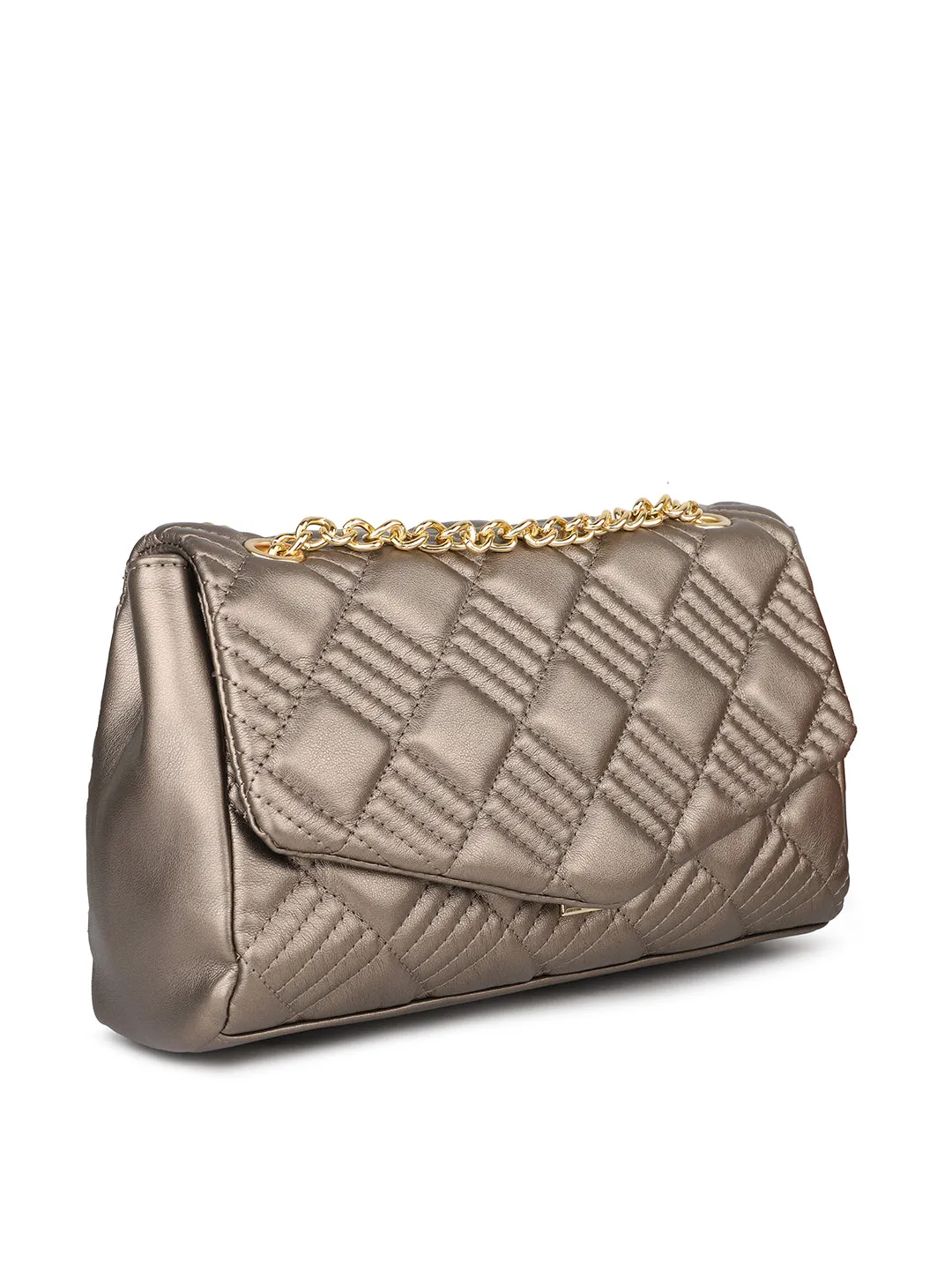 Women Pewter Quilted Sling Bag