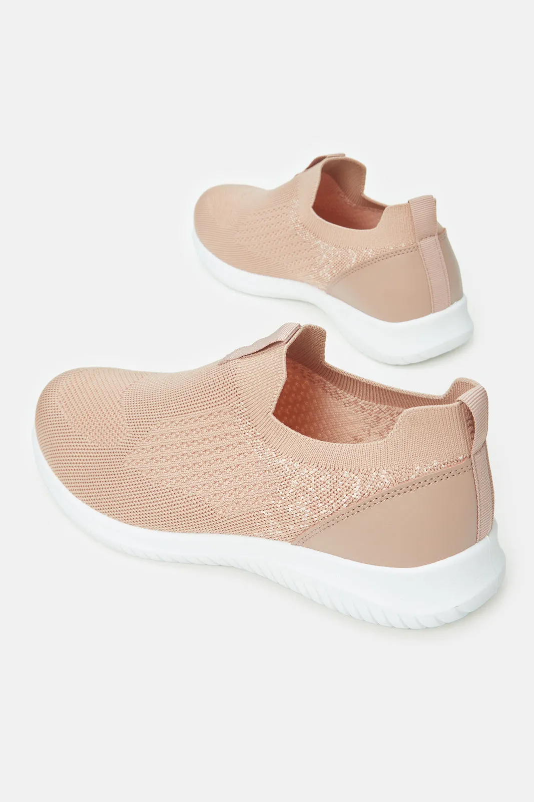 Women Pink Textured Slip On Trainer