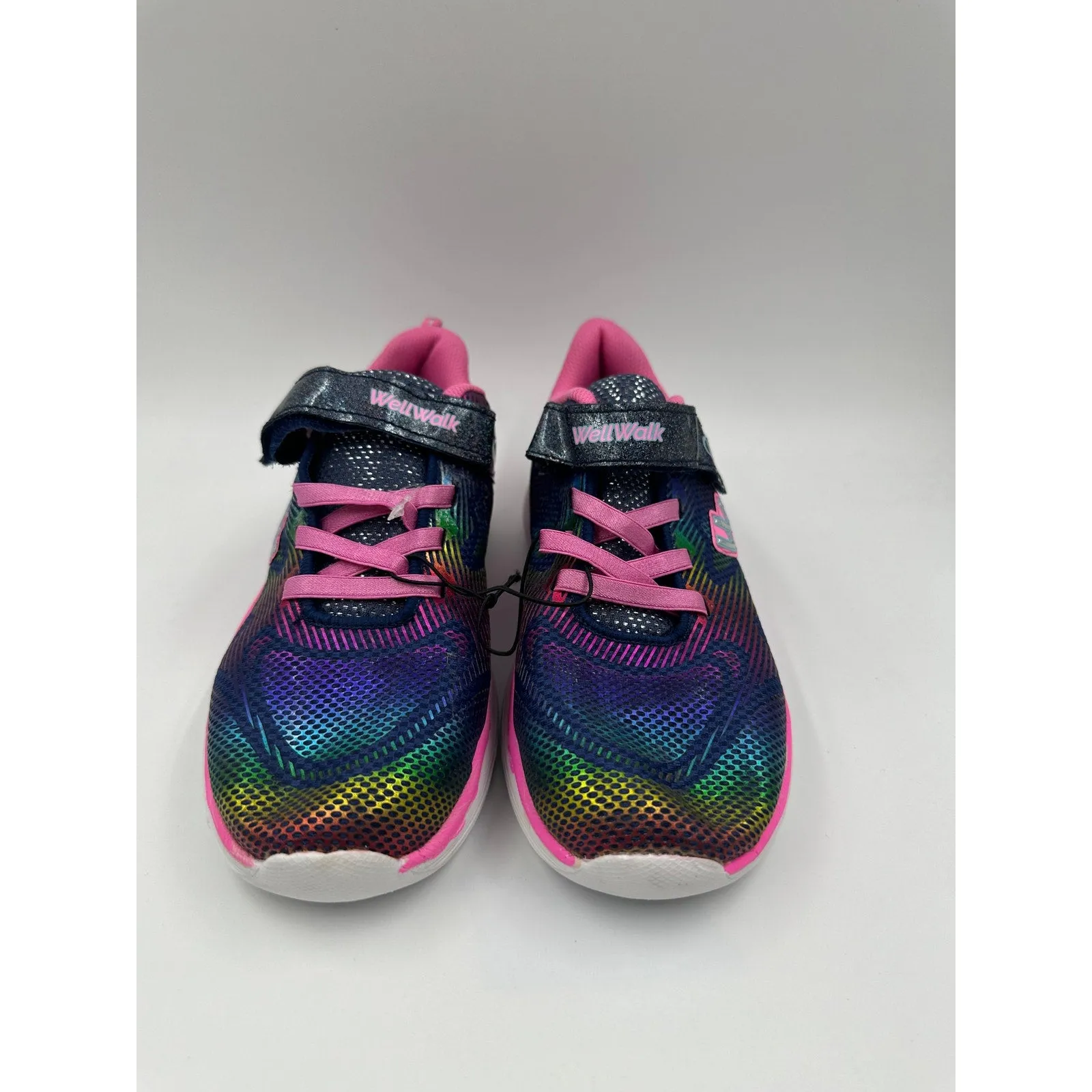 Women's Size 7.5, Rainbow Low Top Sneakers w/ White Sole and Glitter Tongue