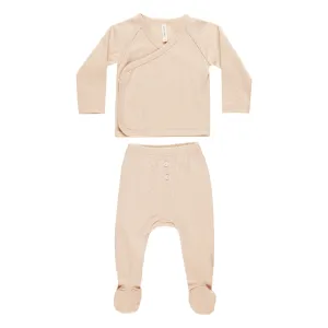 Wrap Top & Footed Pant Set - Shell