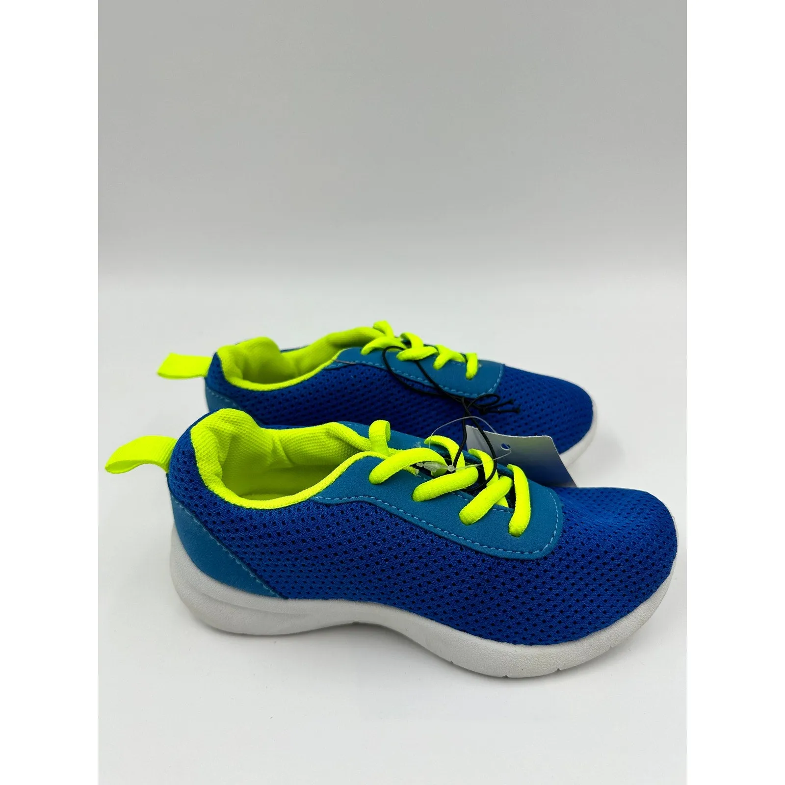 Youth Size 12, Vibrant Blue Sneakers, with Yellow Laces and White Soles